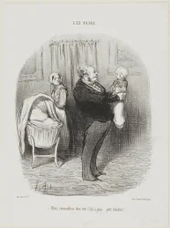 "- We lijken echt op papa, hè... kleine Cherubijn!", plaat 14 van Les Papas