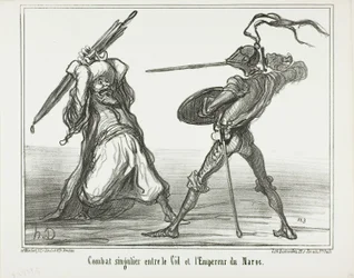 Een ongewoon gevecht tussen El Cid en de keizer van Marokko, plaat 117 uit Actualités