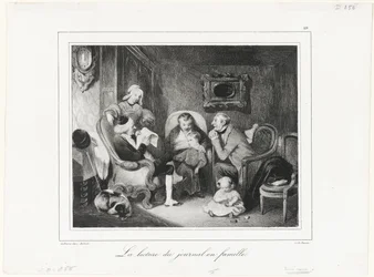 De krant lezen in de familiekring
