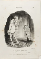 De jurk valt, de man blijft staan en de benen trillen. (J.B. Rousseau), plaat 10 uit Coquetterie