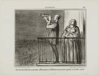 De Parijzenaars vertrouwen de verzekering van Monsieur Babinet niet helemaal en staan erop te wachten op de komeet, plaat 394 van Actualités