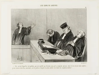 „Ja, zij zouden deze wees plunderen, die ik niet noodzakelijk jong kan noemen, aangezien hij zevenenvijftig jaar oud is... Ik ben gerustgesteld, wetende dat justitie altijd een open oog houdt op alle schuldige manoeuvres! ...“, plaat 11 uit Les Gens de
