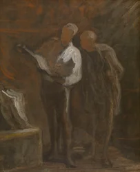Het verzamelen van gravures, ca. 1870-73 (olieverf op doek)