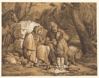 Gekampeerde familie van een soldaat