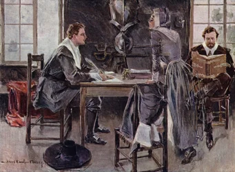 Illustratie voor De Hofmakerij van Miles Standish door Henry Wadsworth Longfellow