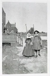 Langs het Kanaal in Oud Manhattan, illustratie uit 