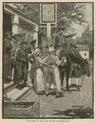 Hij stopt bij het teken van de windwijzer