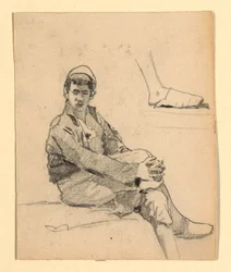 Voorzijde: Een zittende jonge Moor (?)