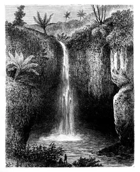 Waterval van de rivier, Tondano, Indonesië, 19e eeuw