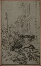 Studie voor het vignet van Lucretius