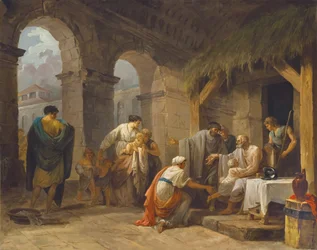 Belisarius ontvangt de gastvrijheid van een boer die onder zijn bevel heeft gewerkt, 1787