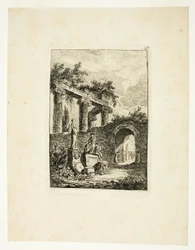 Het standbeeld voor de ruïnes, plaat drie uit Les Soirées de Rome