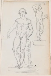 Twee standbeelden van mannelijke naakten