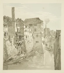 Kasteelgracht en muur vanaf Queen