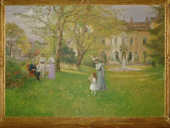 Park van een elegante Weense villa (schilderij op doek)