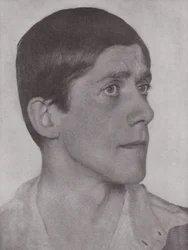 Oskar Kokoschka, Oostenrijks kunstenaar en schrijver (z/w foto)