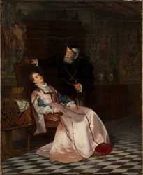 Gustav Vasa vindt zijn gemalin Catherine Stenbock slapend en hoort haar zeggen Koning Gösta ik hou van..., 1