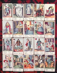 LeNormand kaarten in vier talen (Hongaars, Duits, Servisch en Kroatisch), eind negentiende eeuw