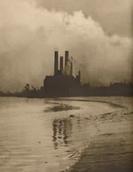 Chelsea Schoorstenen: Elektriciteitscentrale op de plaats van de oude Cremorne-tuinen, ca. 1935