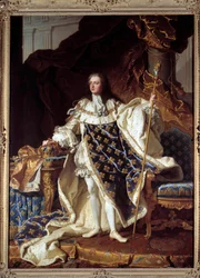 Volledig portret van Lodewijk XV in kroningsgewaden (1710-1774)