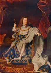 Lodewijk XV 1710-1774 op vijfjarige leeftijd in het kostuum van de Sacre, c. 1716-24, 1911