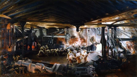 Smeden van een gebogen boom in de Indres-fabriek door F. Bonhommé