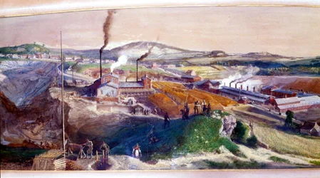 Industrielandschap in het Blanzy steenkoolveld, Saone-et-Loire