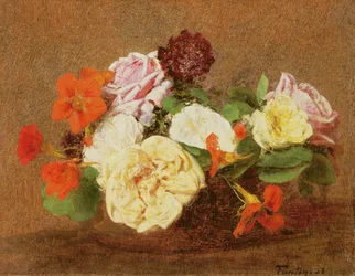 Rozen en Oost-Indische kers in een Vaas, 1883