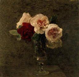Stilleven van roze en rode rozen, 19e eeuw