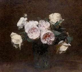 Stilleven: roze, witte en gele rozen, 1894