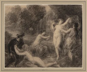 Tannhäuser op de Venusberg (krijt op papier)