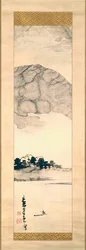 Vingerverfschilderij van een landschap, 18e eeuw