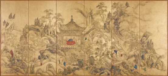 Landschap met een paviljoen (detail)