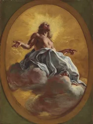 Christus in Glorie, in een geschilderd ovaal