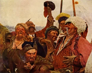 Detail van de Zaporozhets die een brief schrijft aan de Turkse sultan, 1880-1890, 1965