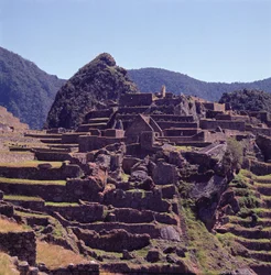 Terrasgebouwen van de citadel in Machu Picchu
