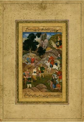 Gevangen jeugd wordt voor een bereden prins gebracht, ca. 1605