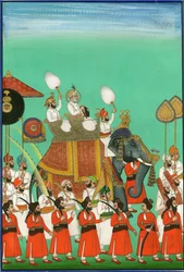 Radja van Jodhpur op een olifant, ca. 1780