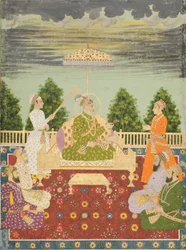Bahadur Shah met zijn vier zonen en een kleinzoon, ca. 1710