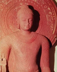 Detail van een Boeddha, uit Jamalpur