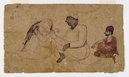 Tekening van Drie Zittende Figuren, ca. 1750