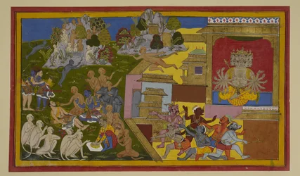 Hanumān arriveert met een geneeskrachtig kruid; Lakṣmaṇa herstelt en zweert Rāvaṇa te verslaan