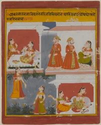 Illustratie uit een manuscript van de Bihari Satasai, begin 18e eeuw
