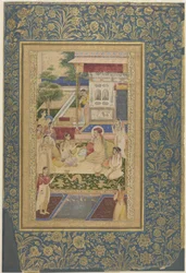 Jahangir en prins Khurram vermaakt door Nur Jahan, ca. 1640-50