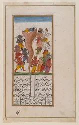 Krishna Onderwerpt de Slang Aghasura, Pagina uit een onbekend Hindoe-manuscript