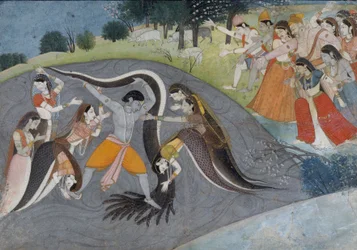 Krishna die Kaliya, de Slangendemon, bedwingt, ca. 1785