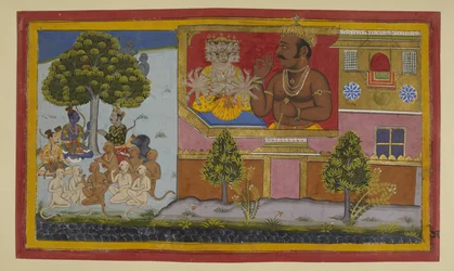 Kumbhakarṇa schept op over de overwinning; Rāma is van plan zijn angstaanjagende aanwezigheid tegen te gaan