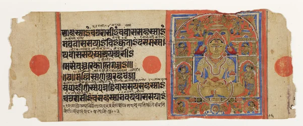Mahavira in de Pushpottara hemel, uit de Kalpasutra, ca. 1475