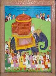 Prinsessenpalanquin op een olifant aan het hof van Shah Alem