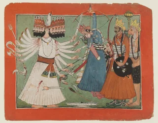 Ravana daagt het leger van Rama uit, c.1750